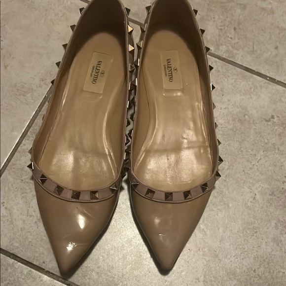 Valentino Shoes - Valentino Women's Tan Studded Flats